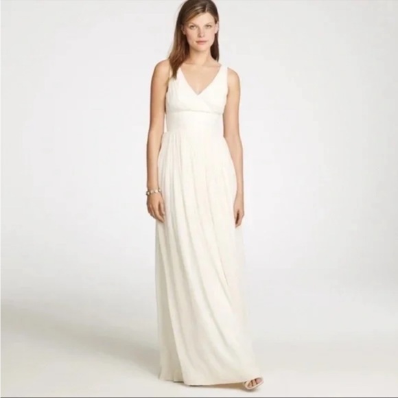 J.Crew Ivory Long Sophia Gown Silk chiffon - Picture 3 of 9